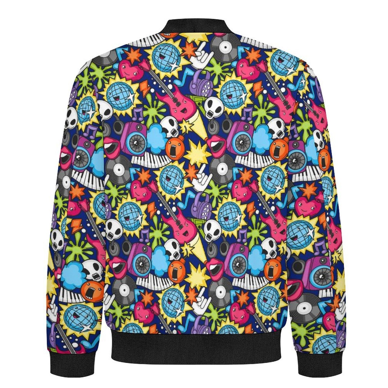 Sticker Music Men's Casual Zip‑Up Bomber Jacket