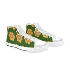 Yellow Flowers On Green Kids High Top Canvas Shoes Kids High Top Canvas Shoes Plants Printed Offshore