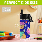 Cute Cartoon Cupcake 12oz Kids Water Bottle with Straw Lid