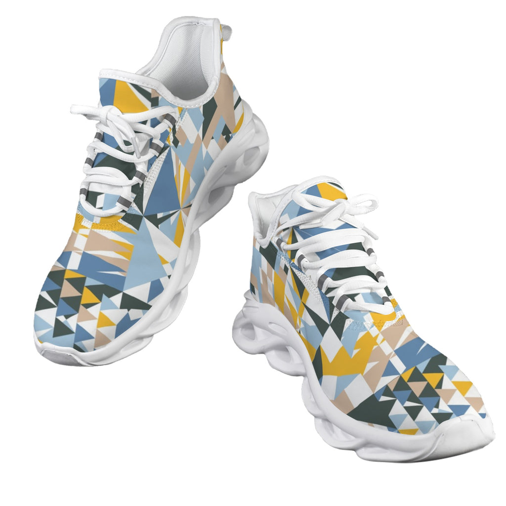 Blue Geometric Men's Twisted Sole Sneakers