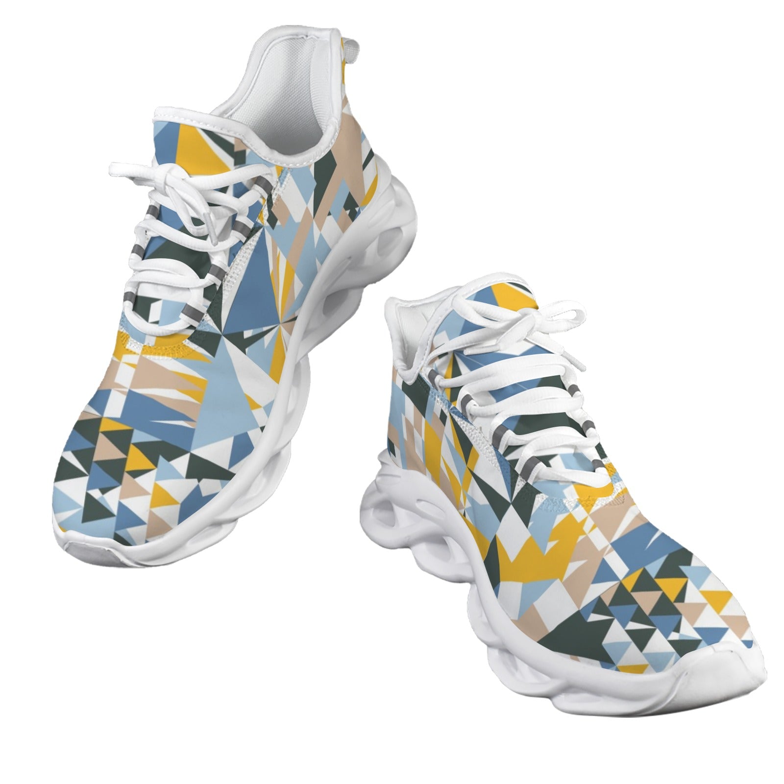 Blue Geometric Men's Twisted Sole Sneakers