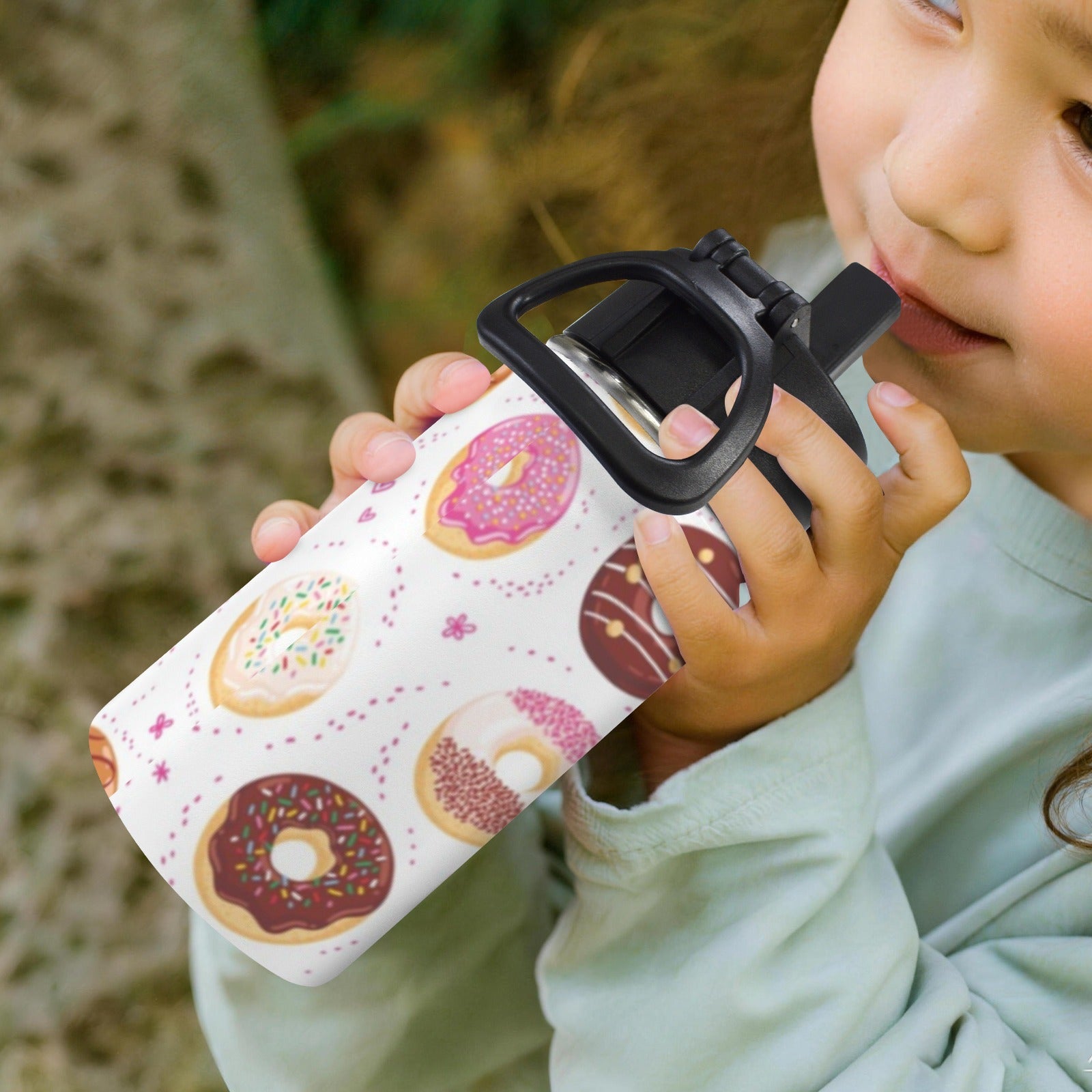 Pretty Doughnuts 12oz Kids Water Bottle with Straw Lid