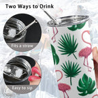 Flamingo Leaves - 20oz Tall Skinny Tumbler with Lid and Straw