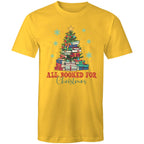 All Booked For Christmas - Mens T-Shirt Yellow Mens Christmas T-shirt Christmas Printed In Australia