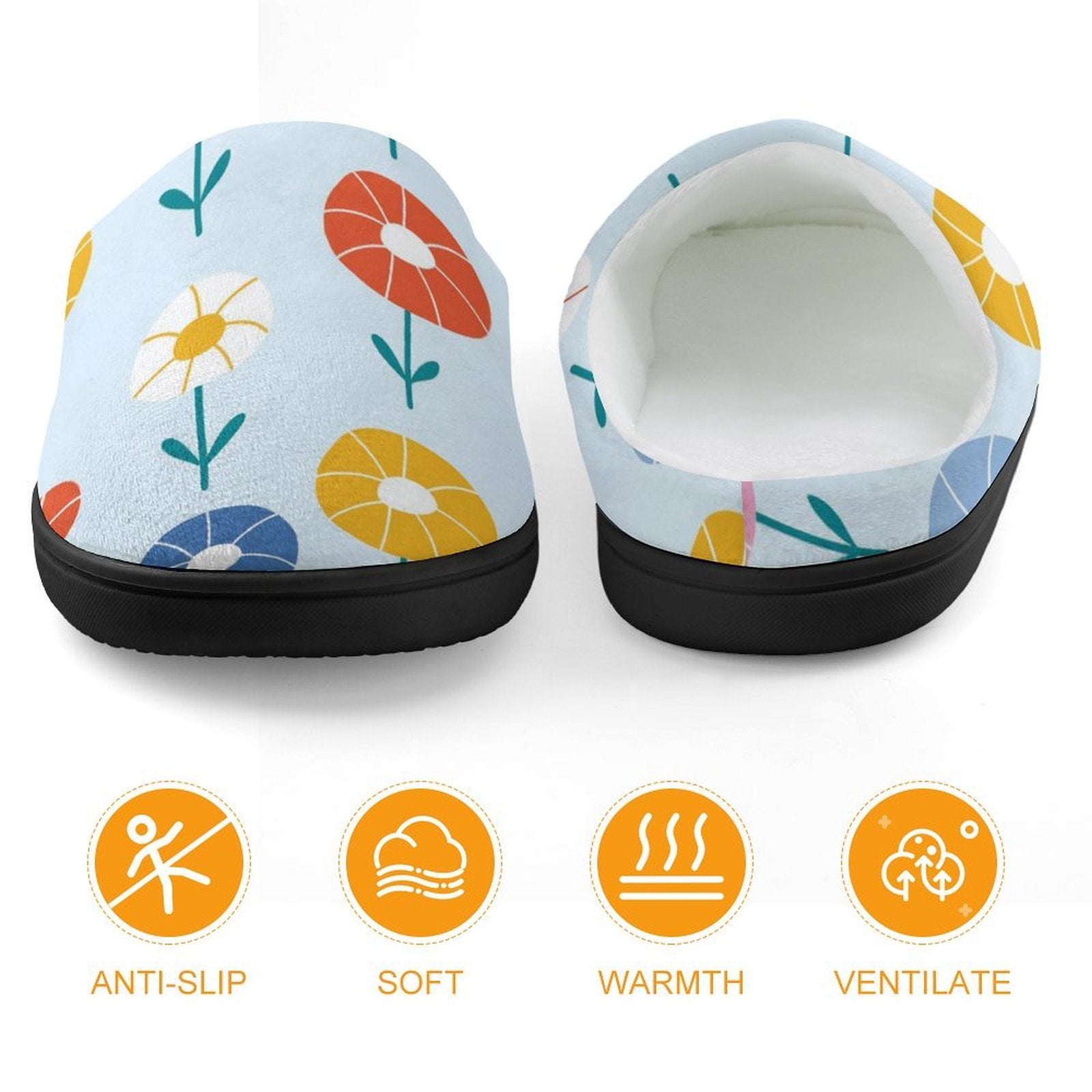Abstract Cute Flowers Kids Cotton Slippers