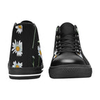 Daisy On Black - Women's High Top Canvas Shoes