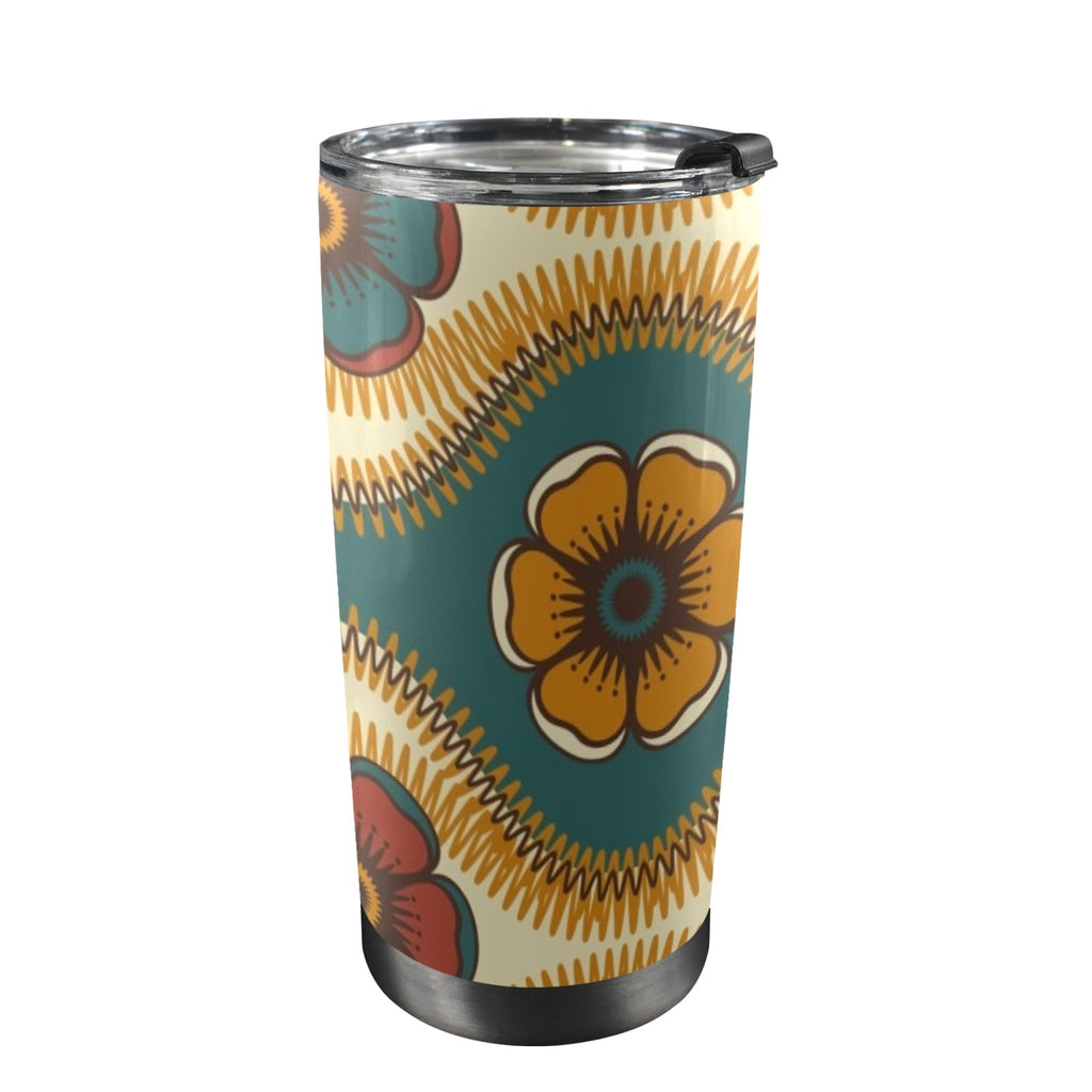 Vintage Floral - 20oz Mobile Tumbler with Lid (Black Lock) One Size 20oz Travel Mug Printed Offshore Retro