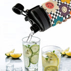 Happy Retro Flowers - Insulated Water Bottle with Dual-Use Lid (18oz) Insulated Water Bottle with Dual-Use Lid (18oz) Printed Offshore Retro