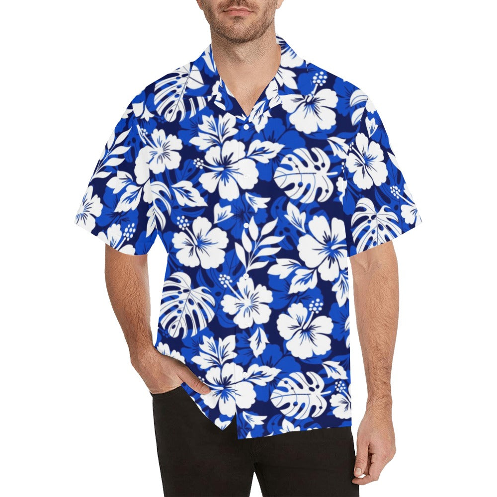 Blue Hawaiian Floral - Mens Hawaiian Shirt