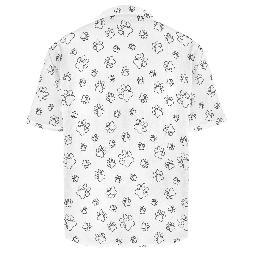 Dog Paws In Black And White Men's Crinkle Hawaiian Shirt