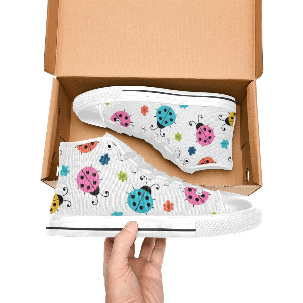 Ladybugs - Kids High Top Canvas Shoes