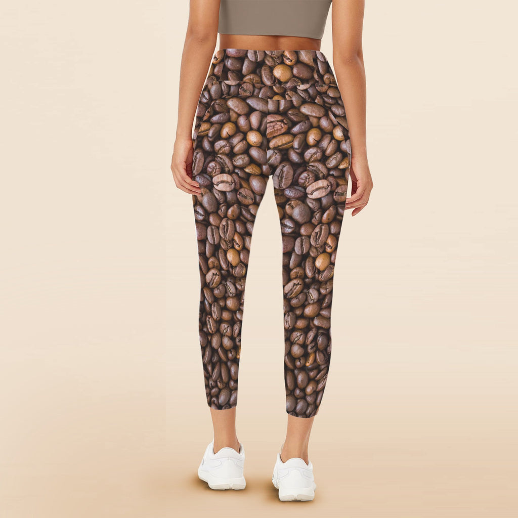 Coffee Beans - Women's High Waist Pockets Yoga Leggings