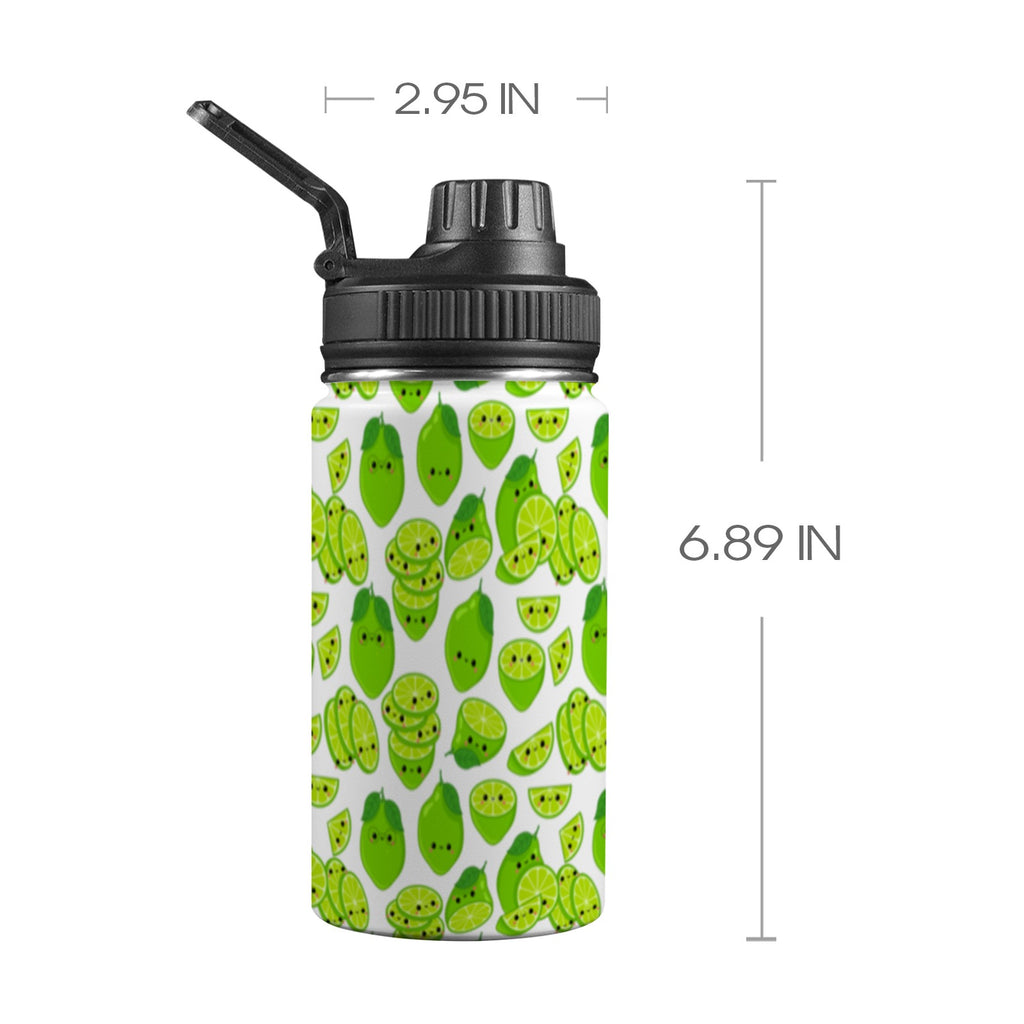 Cute Limes - Kids Water Bottle with Chug Lid (12 oz) One Size Kids Water Bottle with Chug Lid Food Printed Offshore