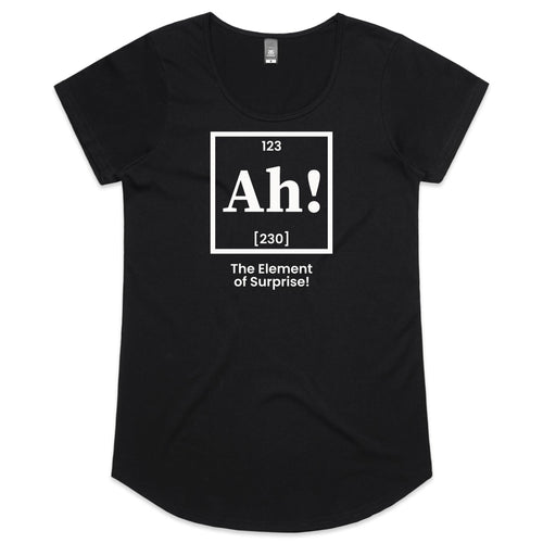 Ah! The Element Of Surprise Women's AS Colour Scoop Neck T-Shirt Black Womens Scoop Neck T-shirt Printed In Australia Science