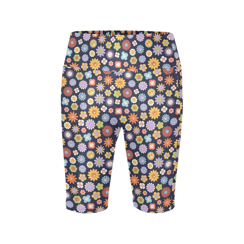 Groovy Flowers Women's Bike Shorts With Side Pockets