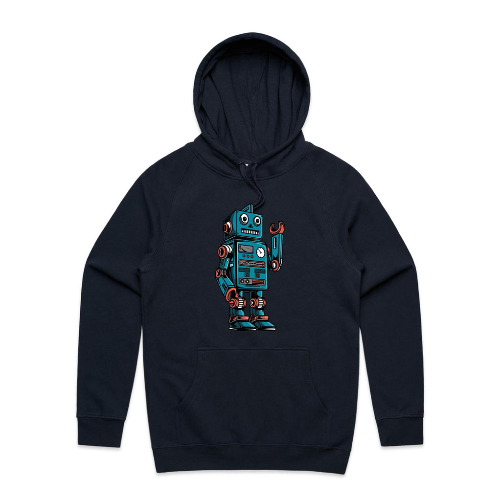Robot - Mens Hoodie Navy Mens Hoodie Printed In Australia Sci Fi