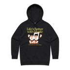 Life's Better With Music - Womens Hoodie Black Womens Hoodie Music Printed In Australia
