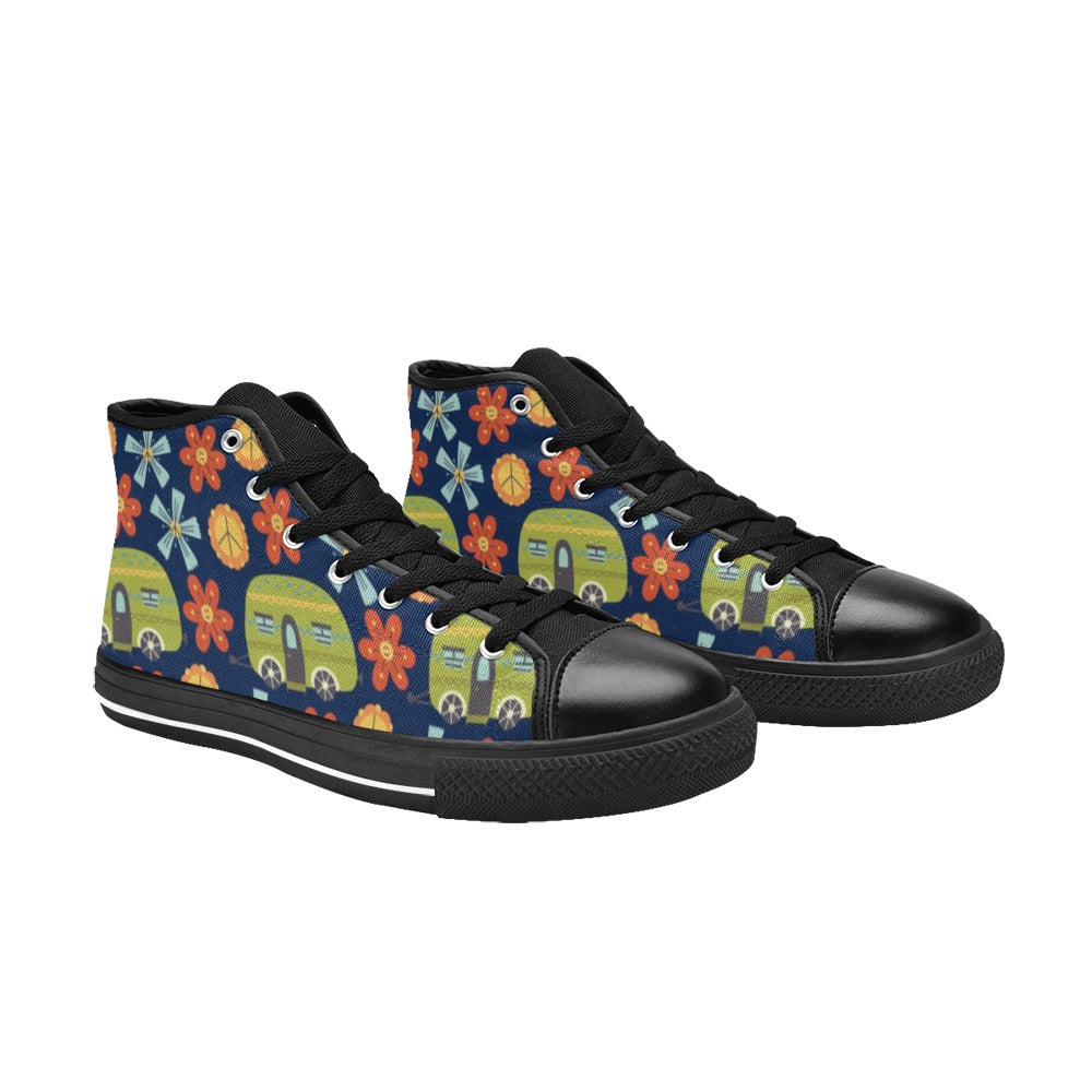 Hippie Caravan - Kids High Top Canvas Shoes