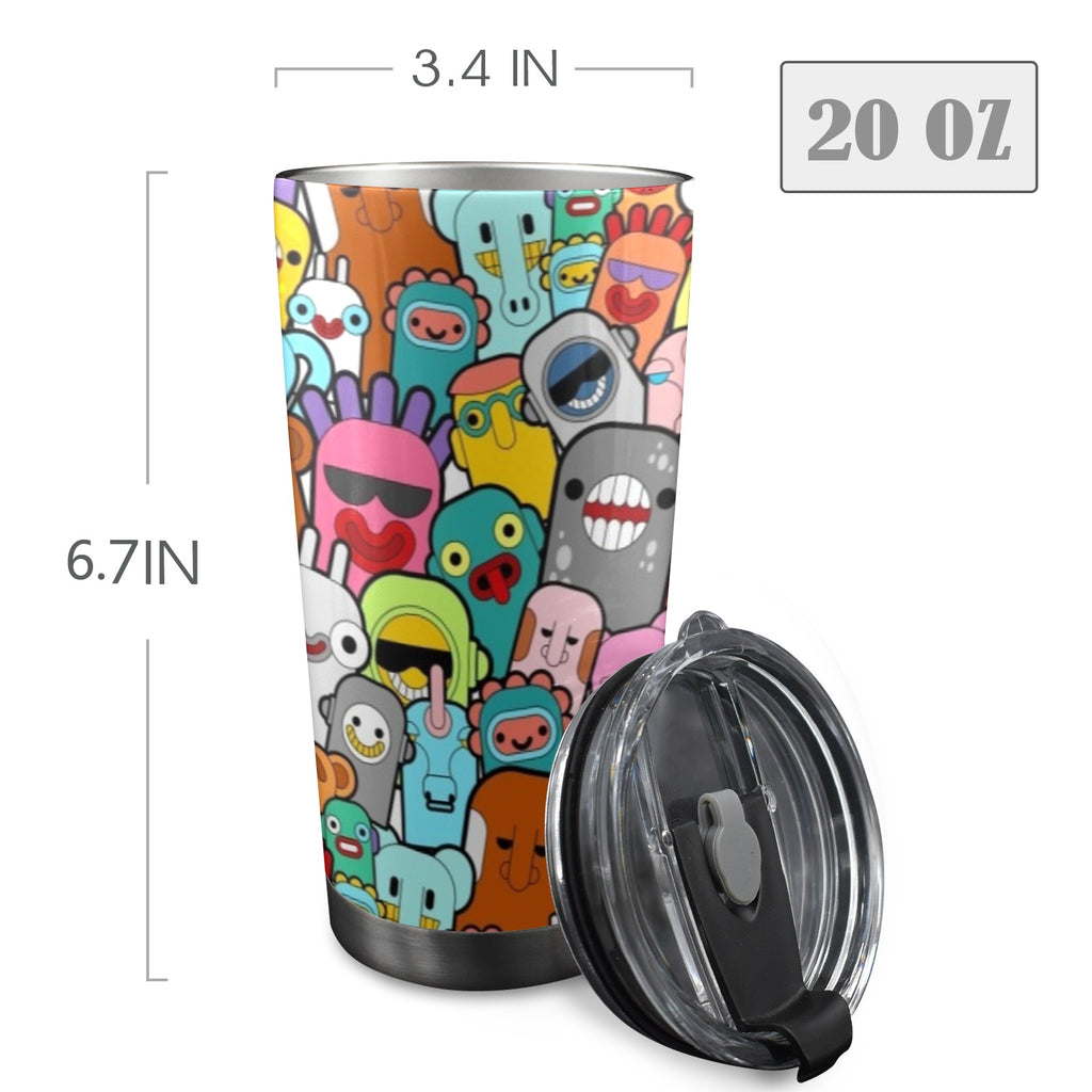 Happy Monsters - 20oz Mobile Tumbler with Lid (Black Lock)
