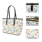 Travel And Explore PU Leather Tote Bag Large Leather Tote Bag-Large Printed Offshore