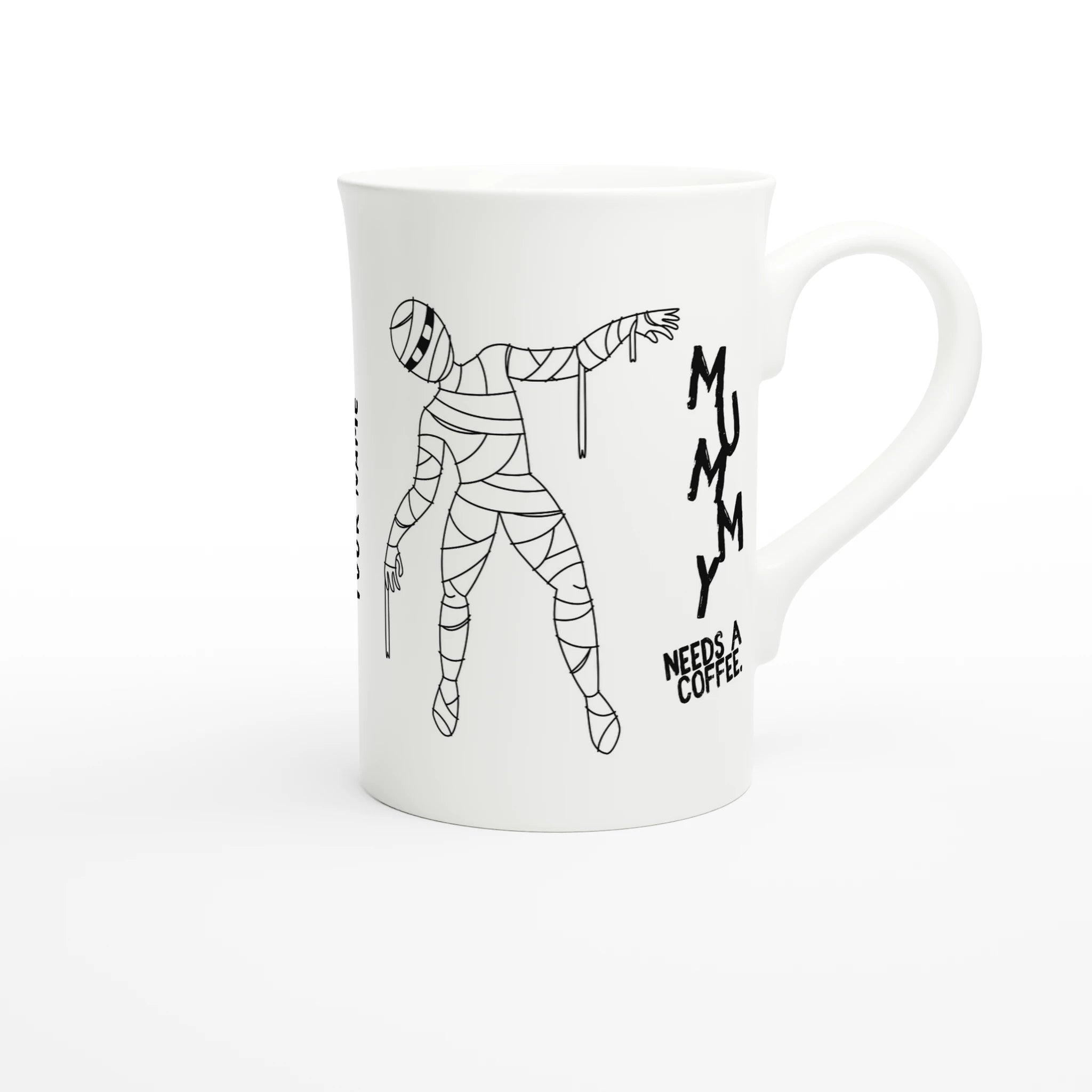 Personalised - Mummy Needs A Coffee - White 10oz Porcelain Slim Mug Personalised Porcelain Mug Globally Fulfilled Mum