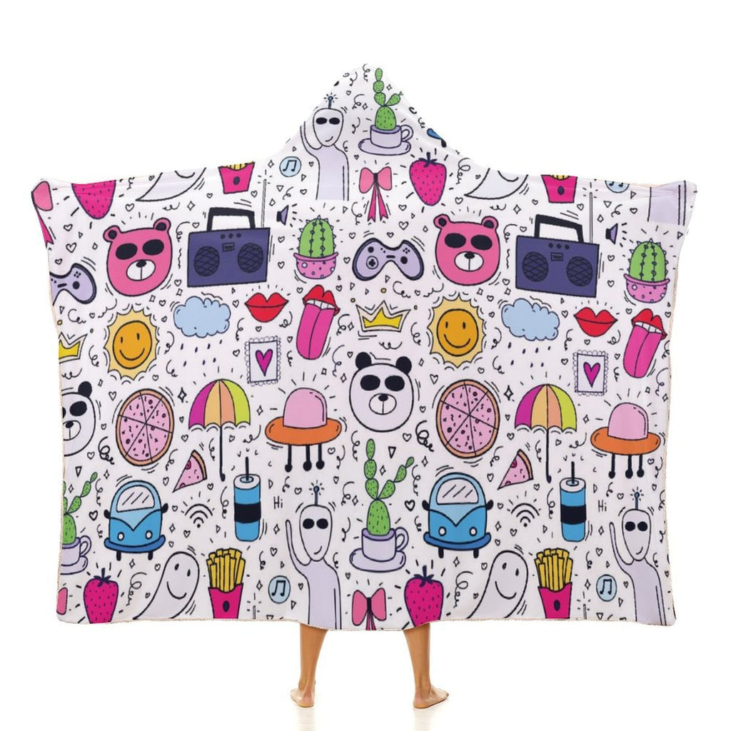 Bright Life Kids Hooded Blanket 100cm x 130cm white 40"×50" Kids Hooded Blanket Printed Offshore
