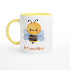 Personalised - Bee-you-tiful - White 11oz Ceramic Mug with Colour Inside Ceramic Yellow Personalised 11oz Mug animal customise Globally Fulfilled personalise