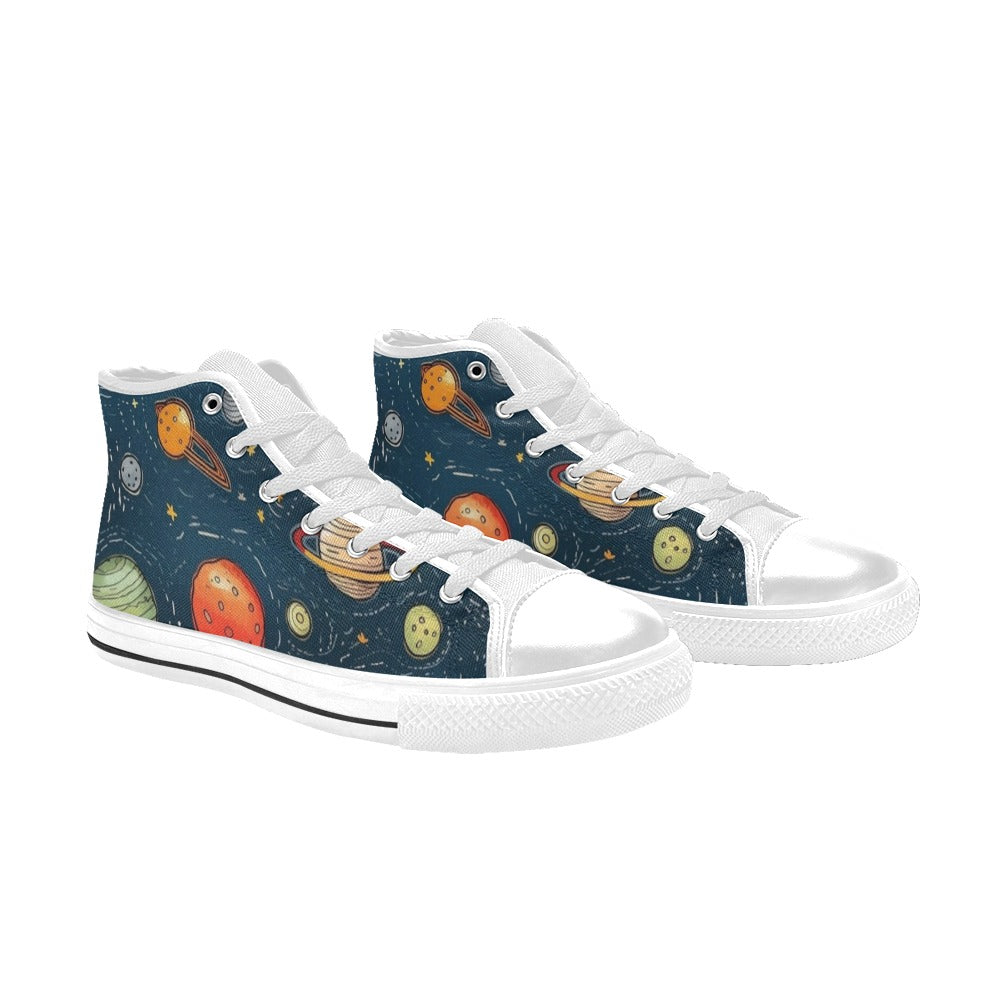 Galaxy - Kids High Top Canvas Shoes