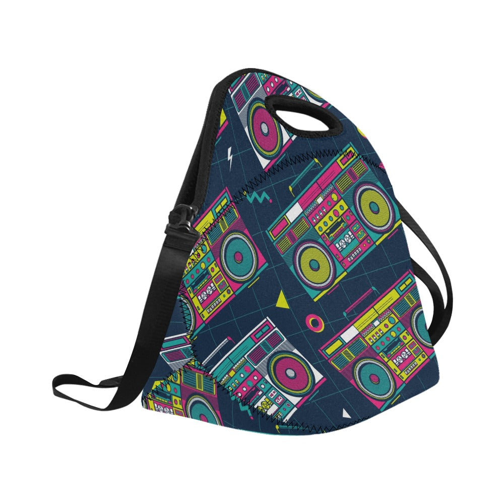 Boombox Neoprene Lunch Bag Neoprene Lunch Bag Music Printed Offshore Retro