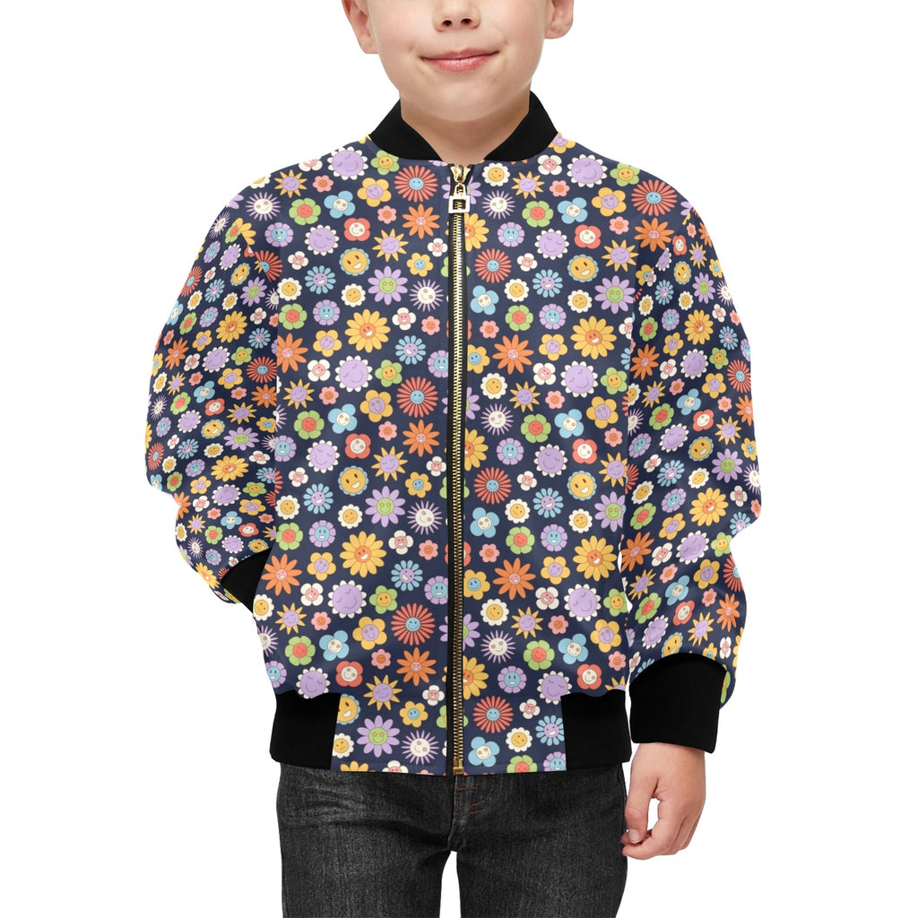 Groovy Flowers Kids Bomber Jacket