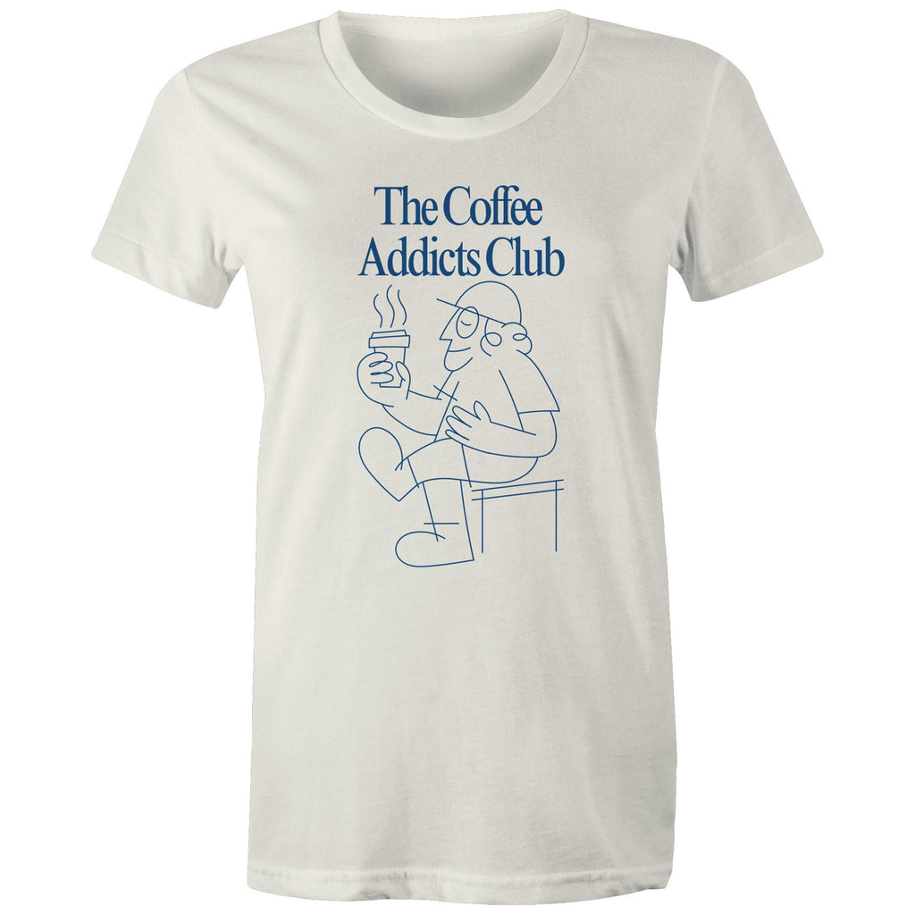 The Coffee Addicts Club - Womens T-shirt Natural Womens T-shirt Coffee Printed In Australia