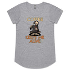 Coffee Keeps Me Alive - Womens Scoop Neck T-Shirt Grey Marle Womens Scoop Neck T-shirt Coffee Printed In Australia