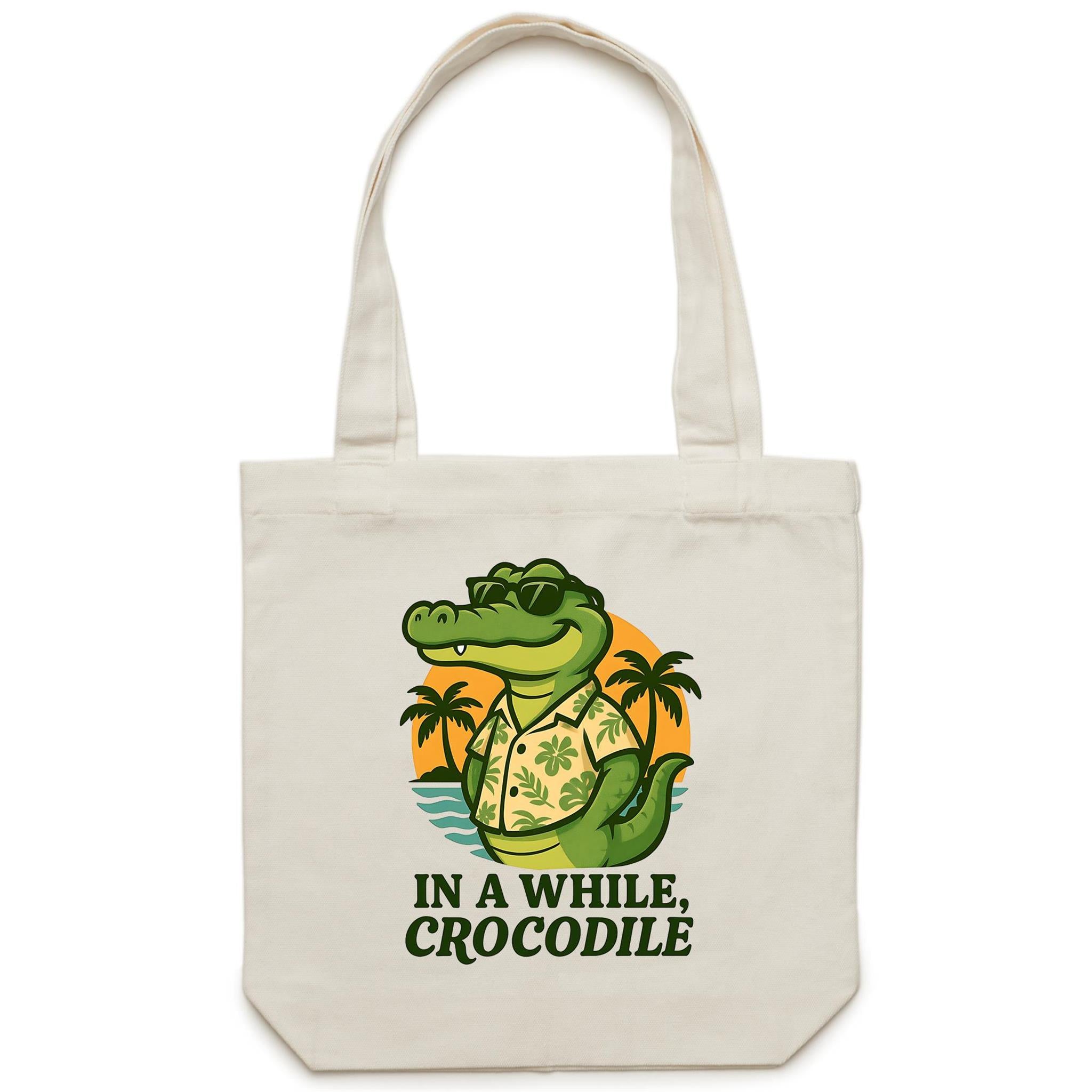In A While, Crocodile Canvas Tote Bag Default Title Tote Bag animal Printed In Australia