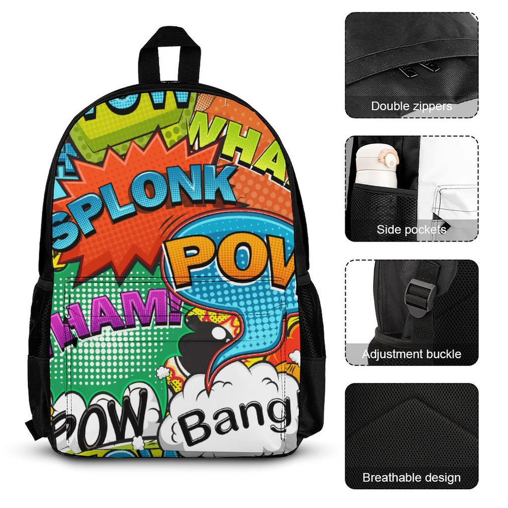 Comic Book 2 Three Piece Backpack Set Three Piece Backpack Set Printed Offshore