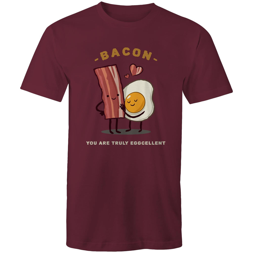 Bacon, You Are Truly Egg-cellent - Mens T-Shirt Burgundy Mens T-shirt Food Printed In Australia