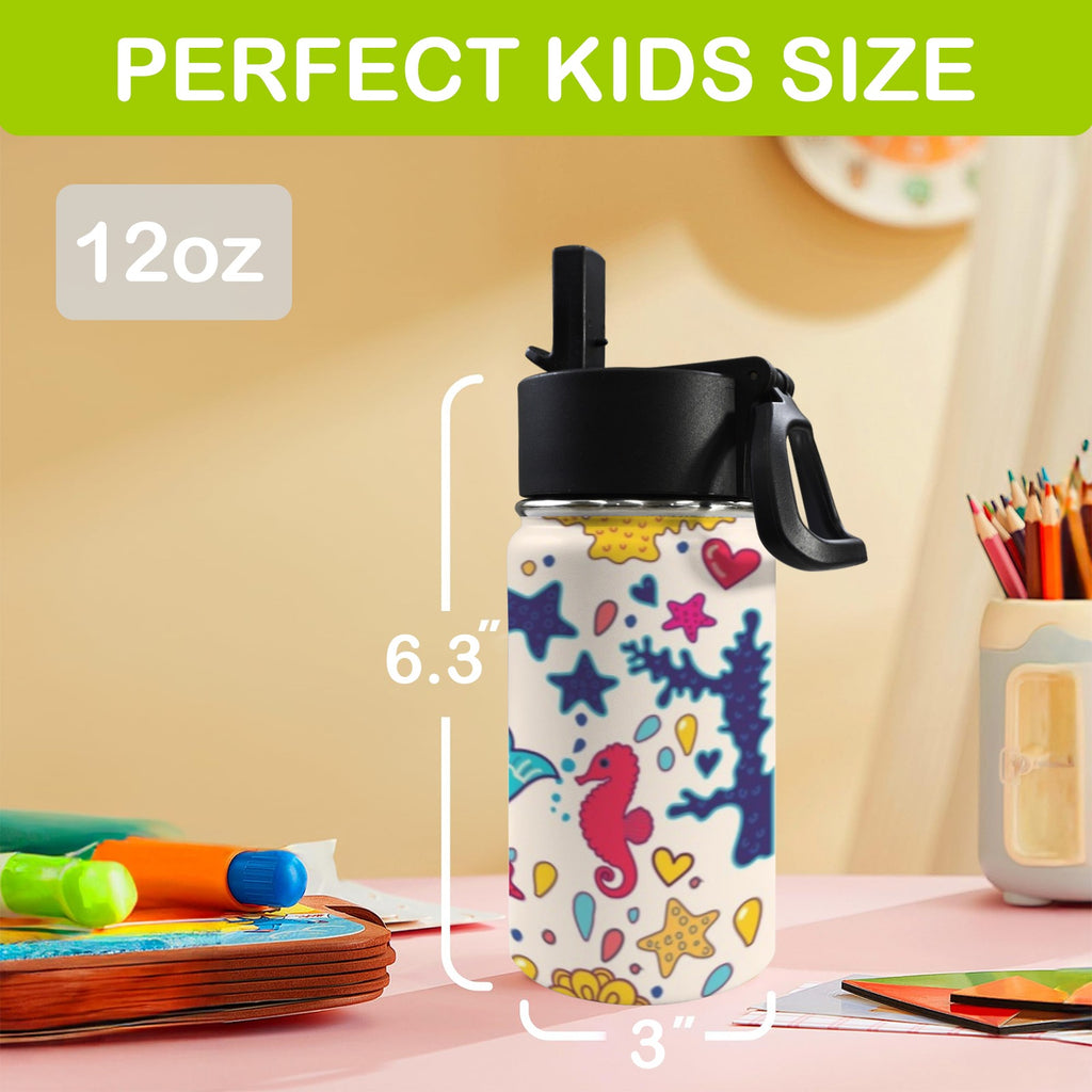 Whale 12oz Kids Water Bottle with Straw Lid