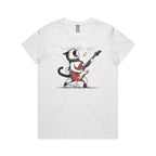 Cat Playing Guitar Women's AS Colour T-shirt White Womens T-shirt animal Music Printed In Australia