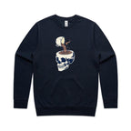 Coffee Skull - AS Colour Stencil Crew Sweatshirt Navy Sweatshirt Coffee Printed In Australia