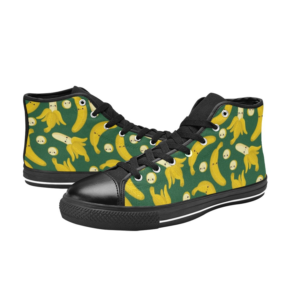 Happy Bananas - Kids High Top Canvas Shoes