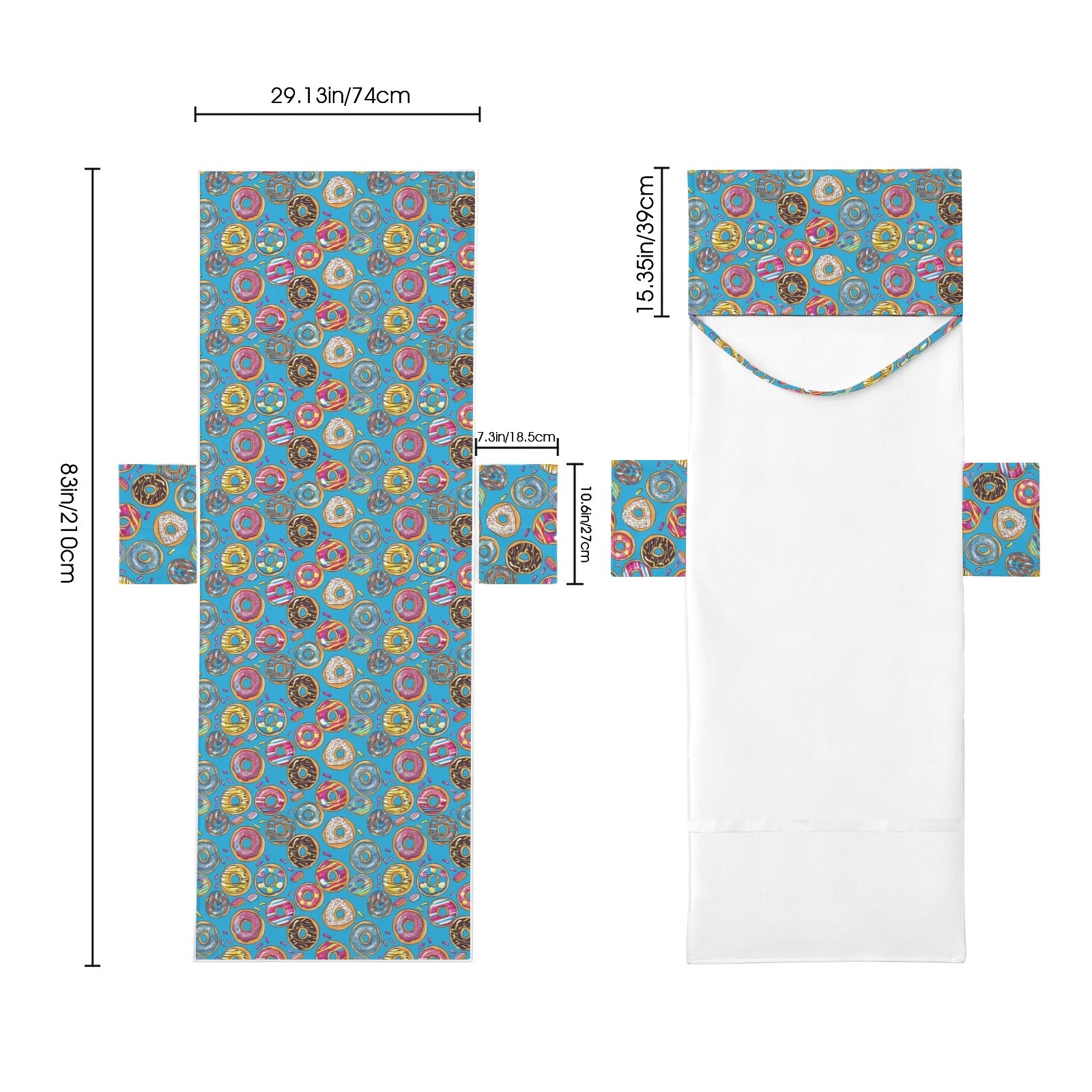 Doughnuts On Blue Beach Chair Towel Cover with Side Pockets