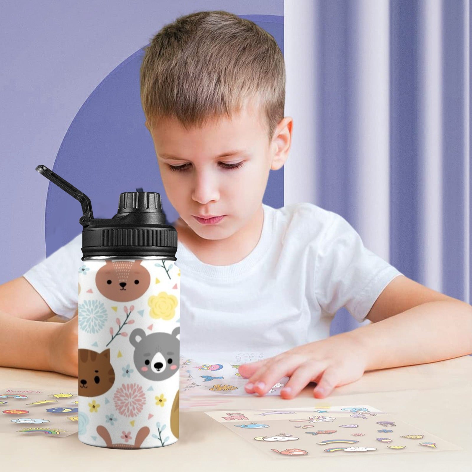 Baby Animals - Kids Water Bottle with Chug Lid (12 oz)