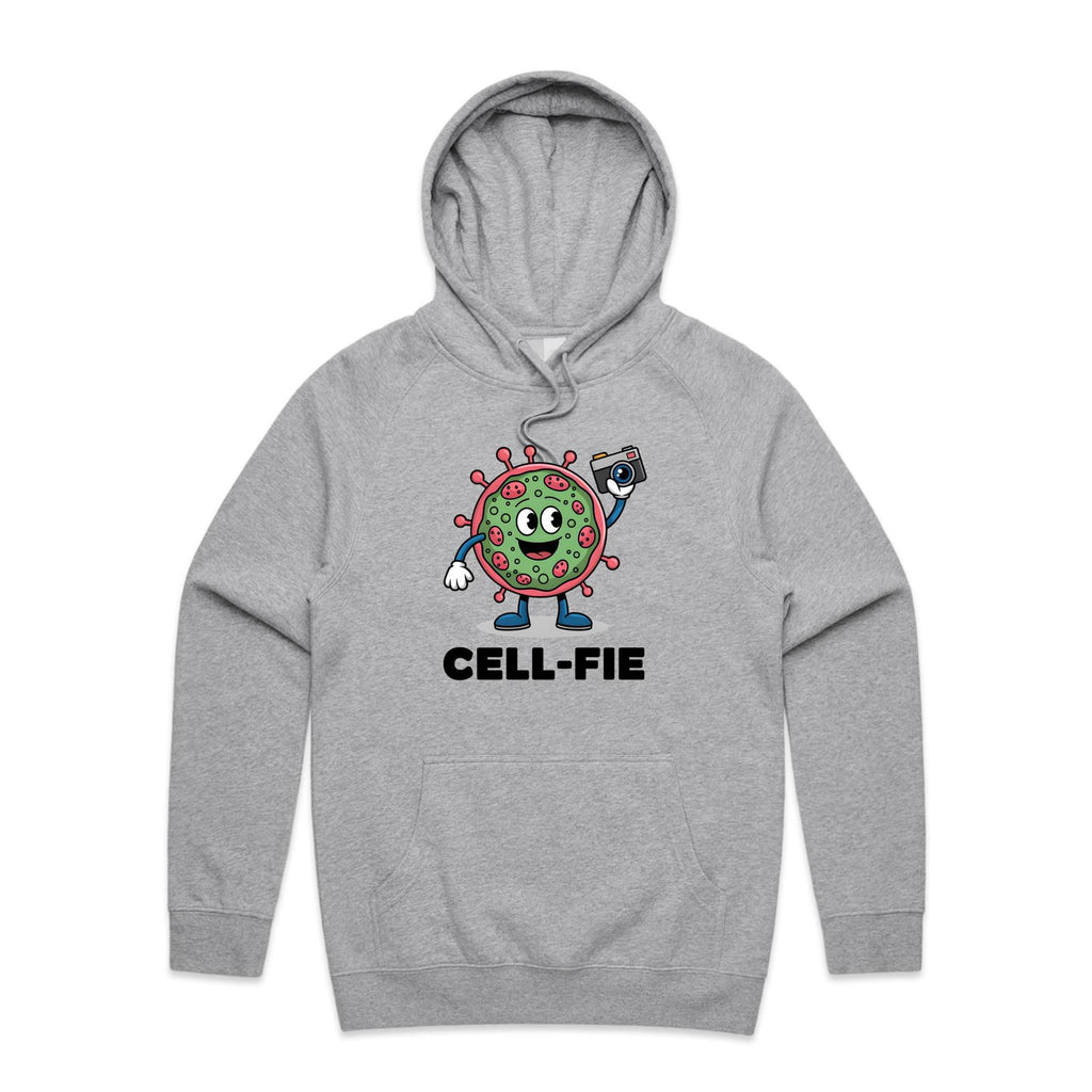 Cell-fie Cell Selfie Men's AS Colour Hoodie Grey Marle Mens Hoodie Printed In Australia Science