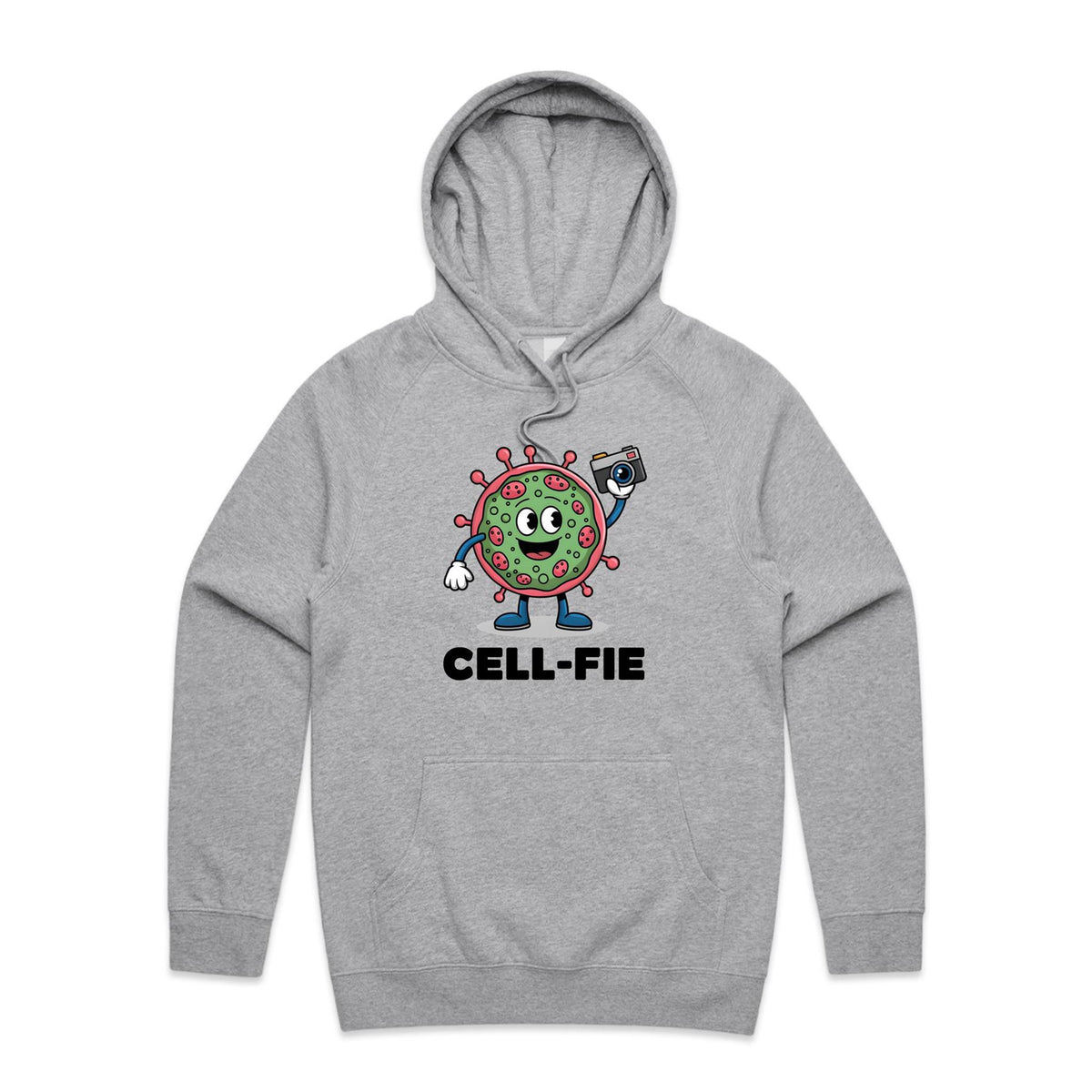 Cell-fie Cell Selfie Men's AS Colour Hoodie Grey Marle Mens Hoodie Printed In Australia Science