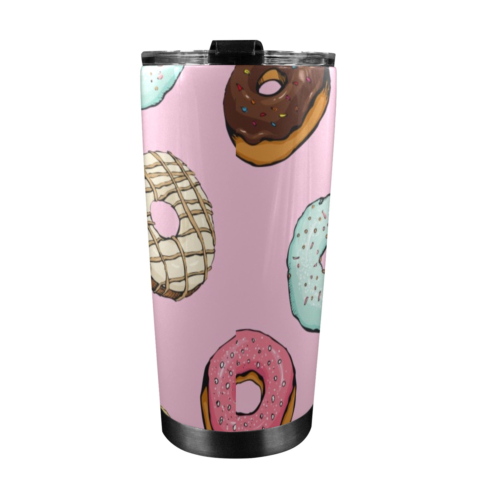 Doughnuts - 20oz Mobile Tumbler with Lid (Black Lock) 20oz Travel Mug Food Printed Offshore