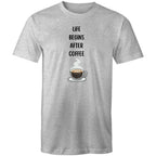 Life Begins After Coffee - Mens T-Shirt Grey Marle Mens T-shirt Coffee Printed In Australia