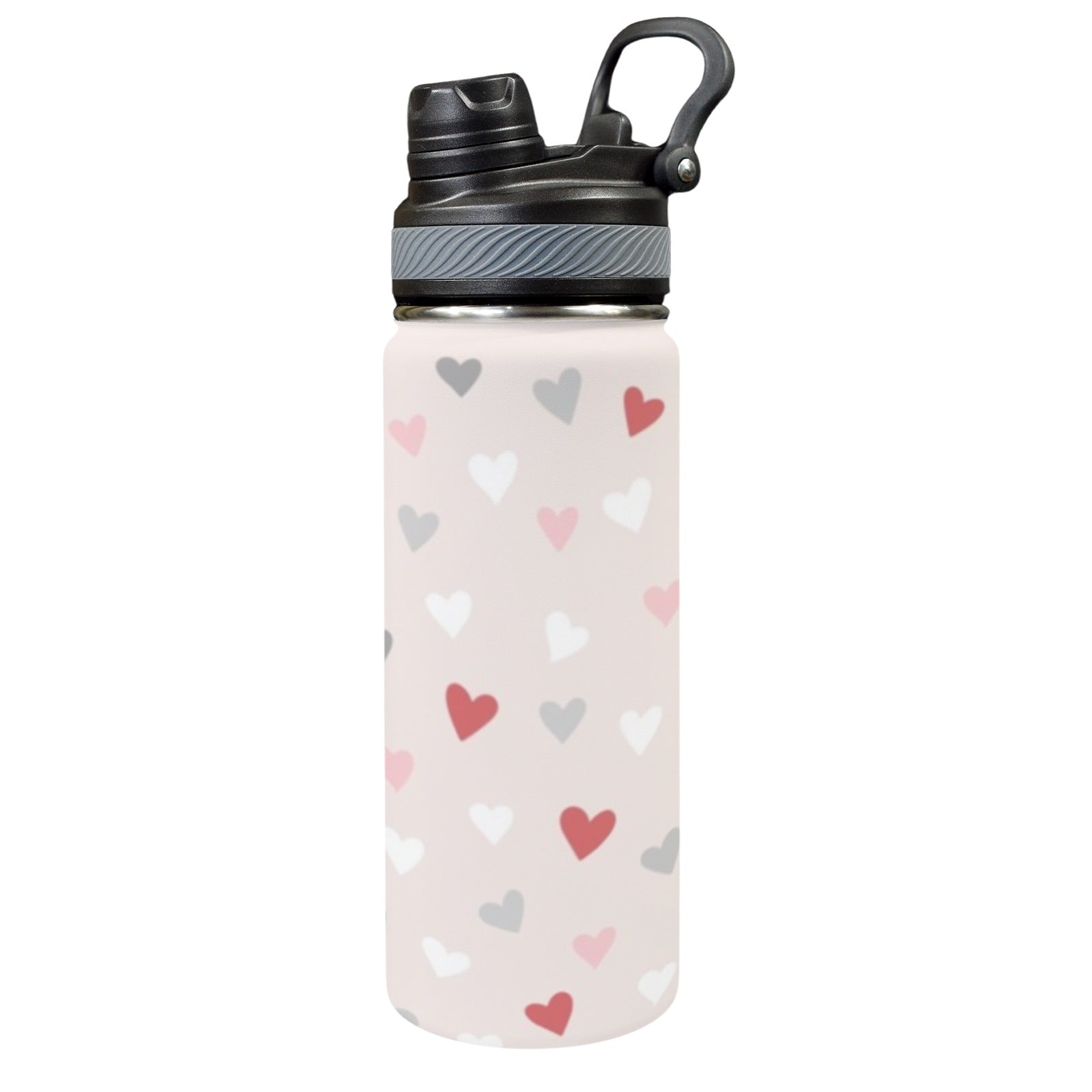Pretty Hearts - Insulated Water Bottle with Dual-Use Lid (18oz) One Size Insulated Water Bottle with Dual-Use Lid (18oz) Love Printed Offshore