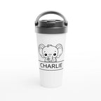 Personalise - Elephant Name - White 15oz Stainless Steel Travel Mug Default Title Personalised Travel Mug animal customise Globally Fulfilled Name personalise
