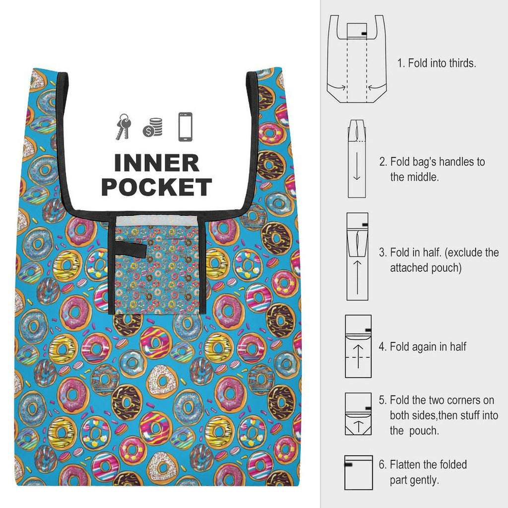 Doughnuts On Blue Foldable Shopping Bag