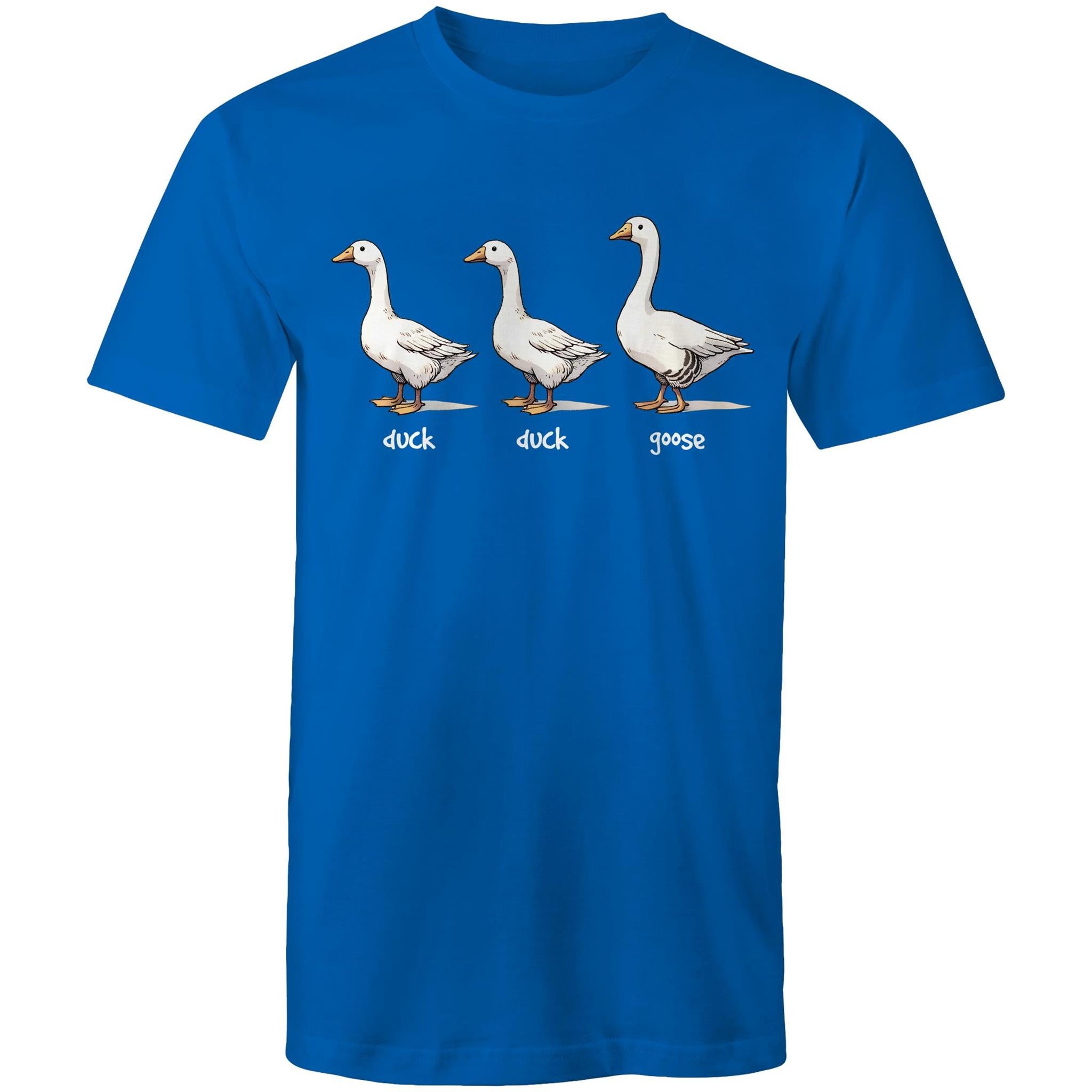 Duck Duck Goose - Mens T-Shirt Bright Royal Mens T-shirt animal Games Printed In Australia
