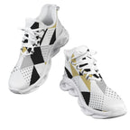 Black And Gold Triangles Men's Twisted Sole Sneakers